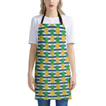 Blue Striped Pineapple Pattern Print Apron