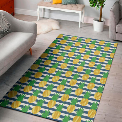 Blue Striped Pineapple Pattern Print Area Rug