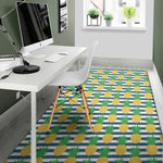 Blue Striped Pineapple Pattern Print Area Rug