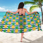 Blue Striped Pineapple Pattern Print Beach Sarong Wrap