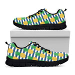 Blue Striped Pineapple Pattern Print Black Sneakers