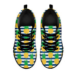 Blue Striped Pineapple Pattern Print Black Sneakers