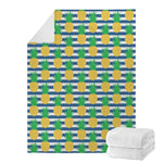 Blue Striped Pineapple Pattern Print Blanket