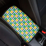 Blue Striped Pineapple Pattern Print Car Center Console Cover