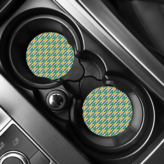 Blue Striped Pineapple Pattern Print Car Coasters