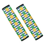 Blue Striped Pineapple Pattern Print Car Seat Belt Covers