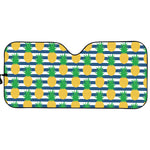 Blue Striped Pineapple Pattern Print Car Sun Shade