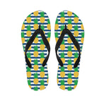 Blue Striped Pineapple Pattern Print Flip Flops