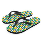 Blue Striped Pineapple Pattern Print Flip Flops