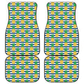 Blue Striped Pineapple Pattern Print Front and Back Car Floor Mats
