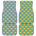 Blue Striped Pineapple Pattern Print Front and Back Car Floor Mats