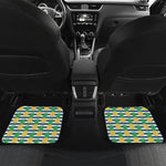 Blue Striped Pineapple Pattern Print Front and Back Car Floor Mats
