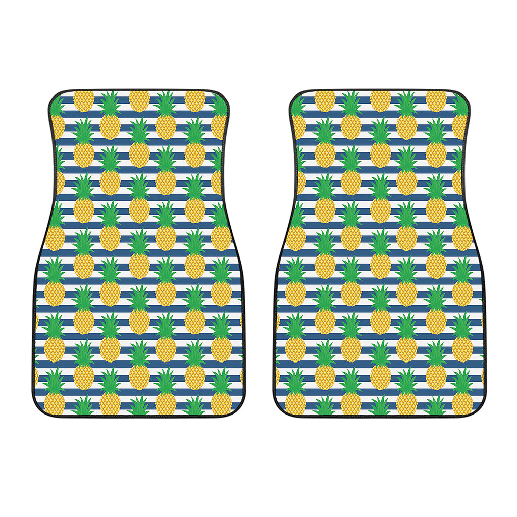 Blue Striped Pineapple Pattern Print Front Car Floor Mats