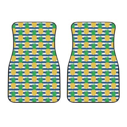 Blue Striped Pineapple Pattern Print Front Car Floor Mats