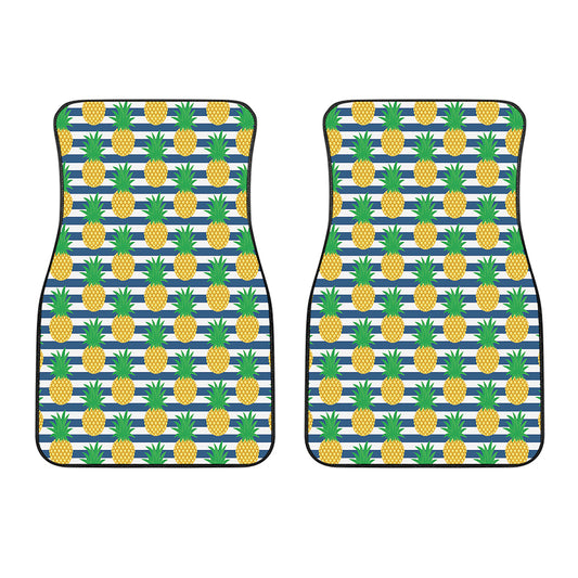 Blue Striped Pineapple Pattern Print Front Car Floor Mats