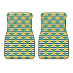 Blue Striped Pineapple Pattern Print Front Car Floor Mats