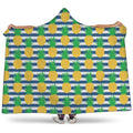 Blue Striped Pineapple Pattern Print Hooded Blanket