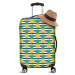 Blue Striped Pineapple Pattern Print Luggage Cover