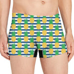 Blue Striped Pineapple Pattern Print Men's Boxer Briefs