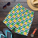 Blue Striped Pineapple Pattern Print Men's Shorts