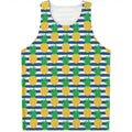 Blue Striped Pineapple Pattern Print Men's Tank Top