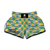 Blue Striped Pineapple Pattern Print Muay Thai Boxing Shorts