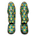 Blue Striped Pineapple Pattern Print Muay Thai Shin Guards