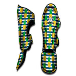 Blue Striped Pineapple Pattern Print Muay Thai Shin Guard