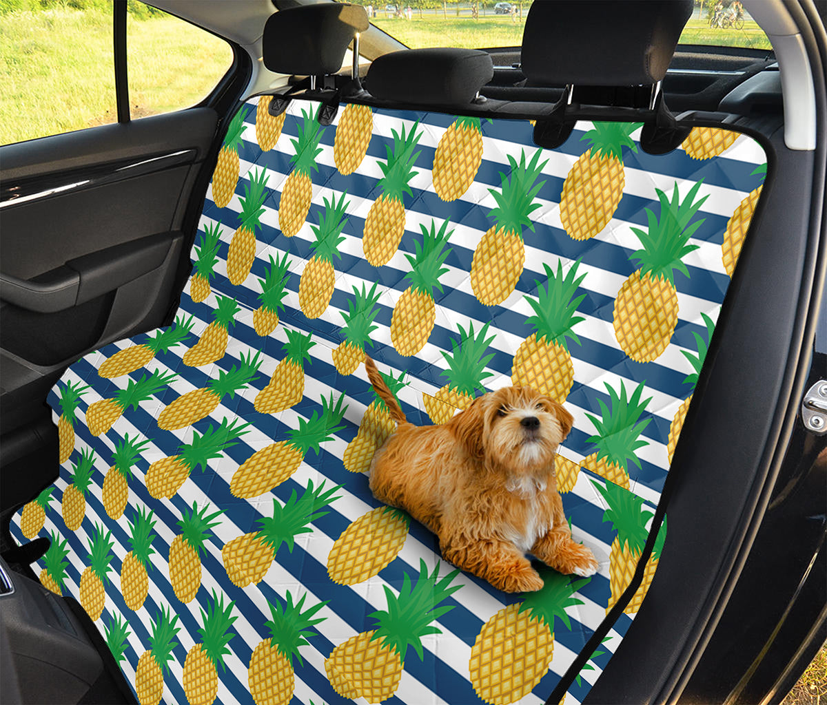 Blue Striped Pineapple Pattern Print Pet Car Back Seat Cover