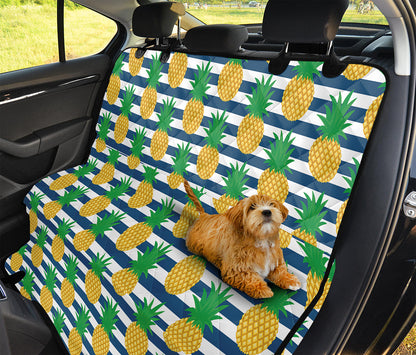 Blue Striped Pineapple Pattern Print Pet Car Back Seat Cover