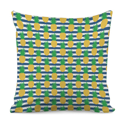 Blue Striped Pineapple Pattern Print Pillow Cover