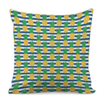 Blue Striped Pineapple Pattern Print Pillow Cover