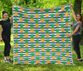 Blue Striped Pineapple Pattern Print Quilt