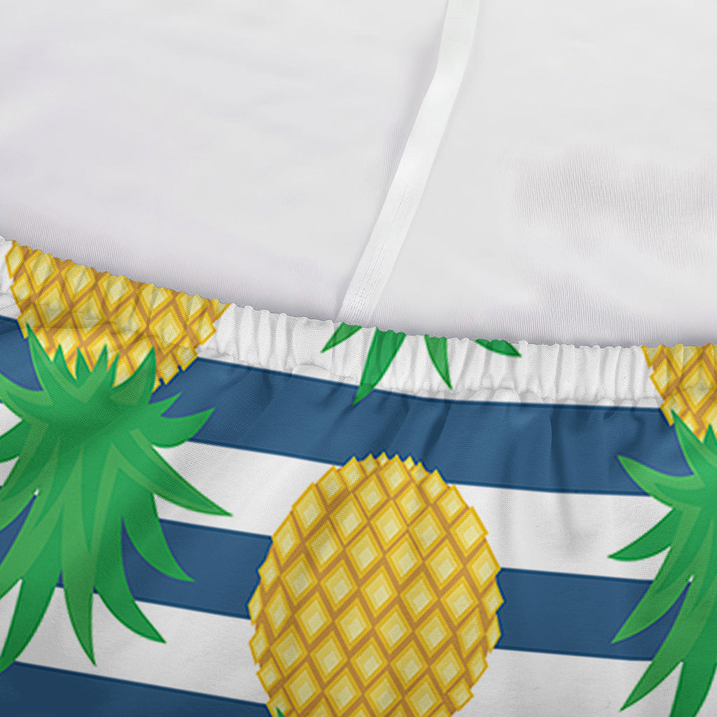 Blue Striped Pineapple Pattern Print Sofa Cover