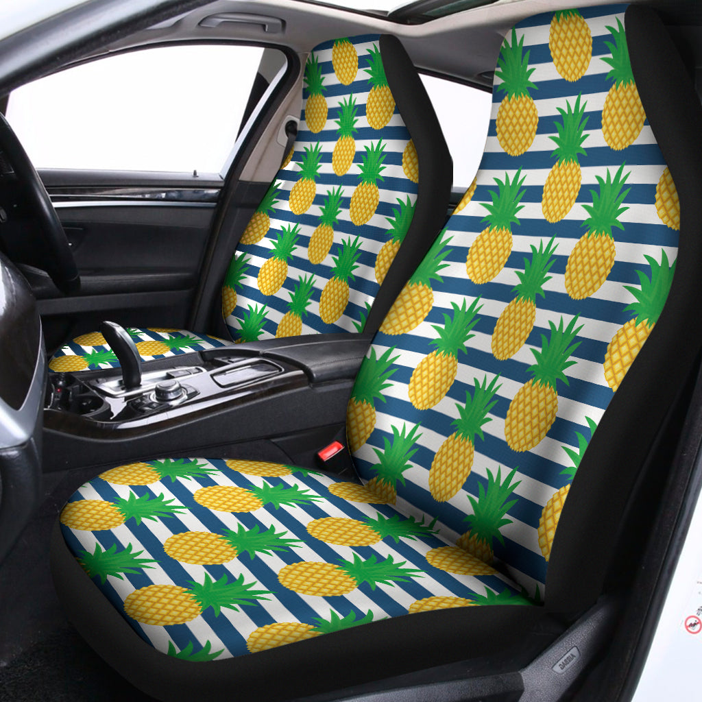 Blue Striped Pineapple Pattern Print Universal Fit Car Seat Covers