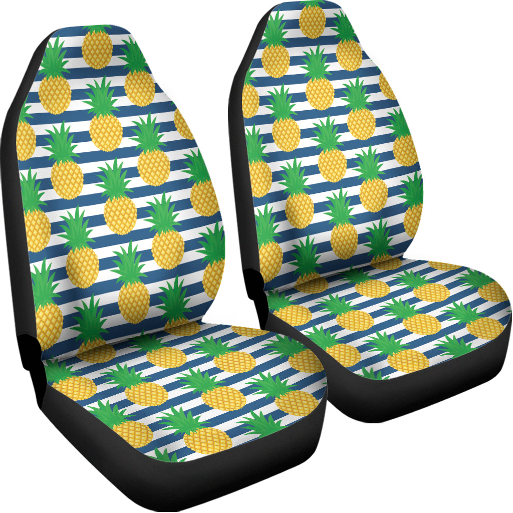 Blue Striped Pineapple Pattern Print Universal Fit Car Seat Covers
