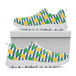 Blue Striped Pineapple Pattern Print White Sneakers
