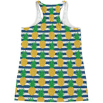 Blue Striped Pineapple Pattern Print Women's Racerback Tank Top