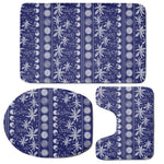 Blue Summer Coconut Pattern Print 3 Piece Bath Mat Set