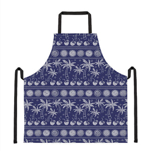 Blue Summer Coconut Pattern Print Apron