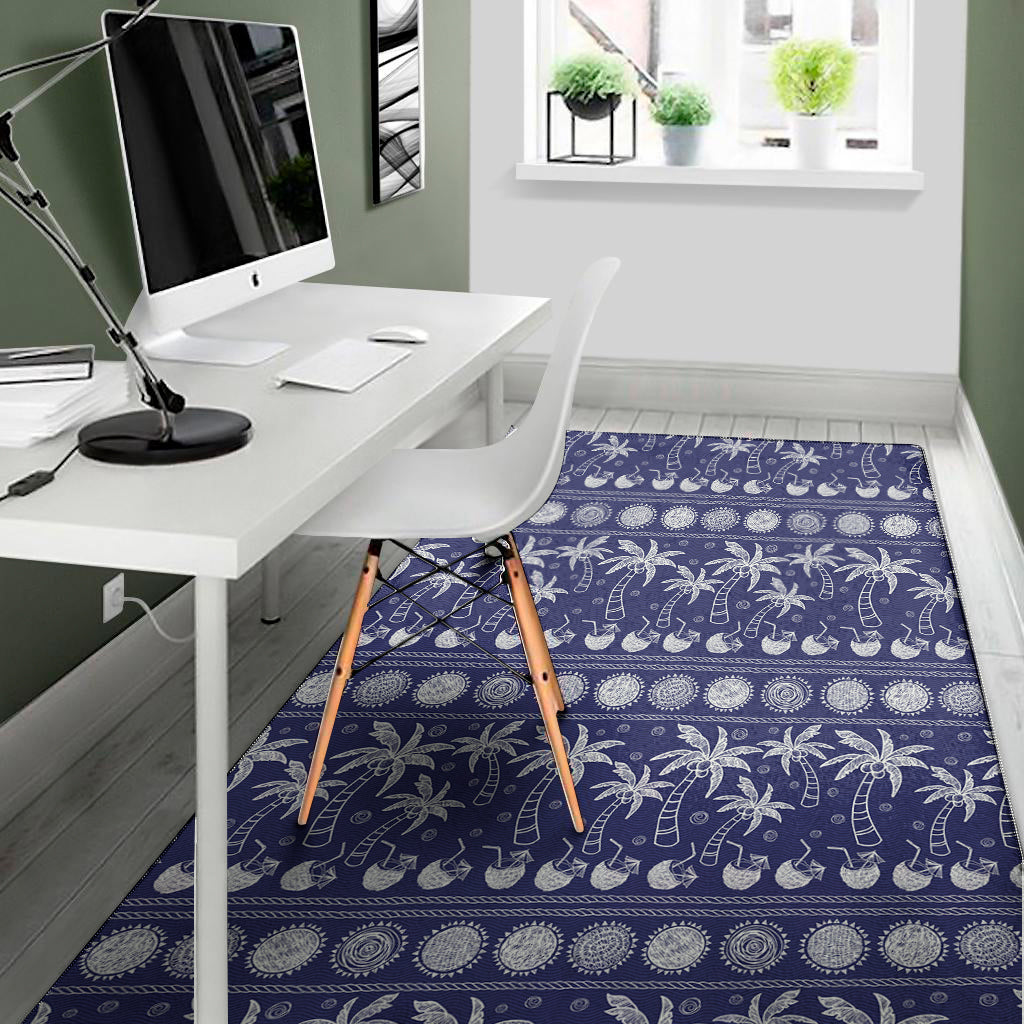 Blue Summer Coconut Pattern Print Area Rug