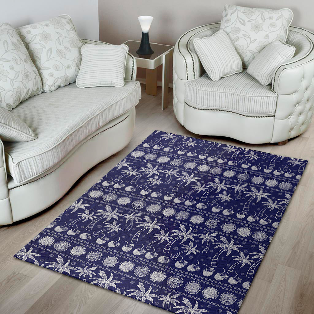 Blue Summer Coconut Pattern Print Area Rug