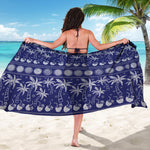 Blue Summer Coconut Pattern Print Beach Sarong Wrap