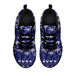 Blue Summer Coconut Pattern Print Black Sneakers