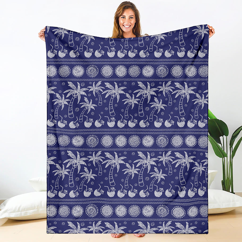 Blue Summer Coconut Pattern Print Blanket