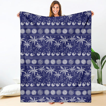 Blue Summer Coconut Pattern Print Blanket