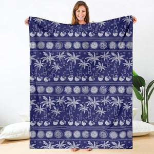 Blue Summer Coconut Pattern Print Blanket