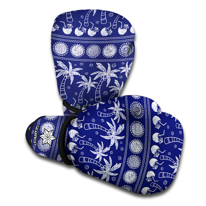 Blue Summer Coconut Pattern Print Boxing Gloves