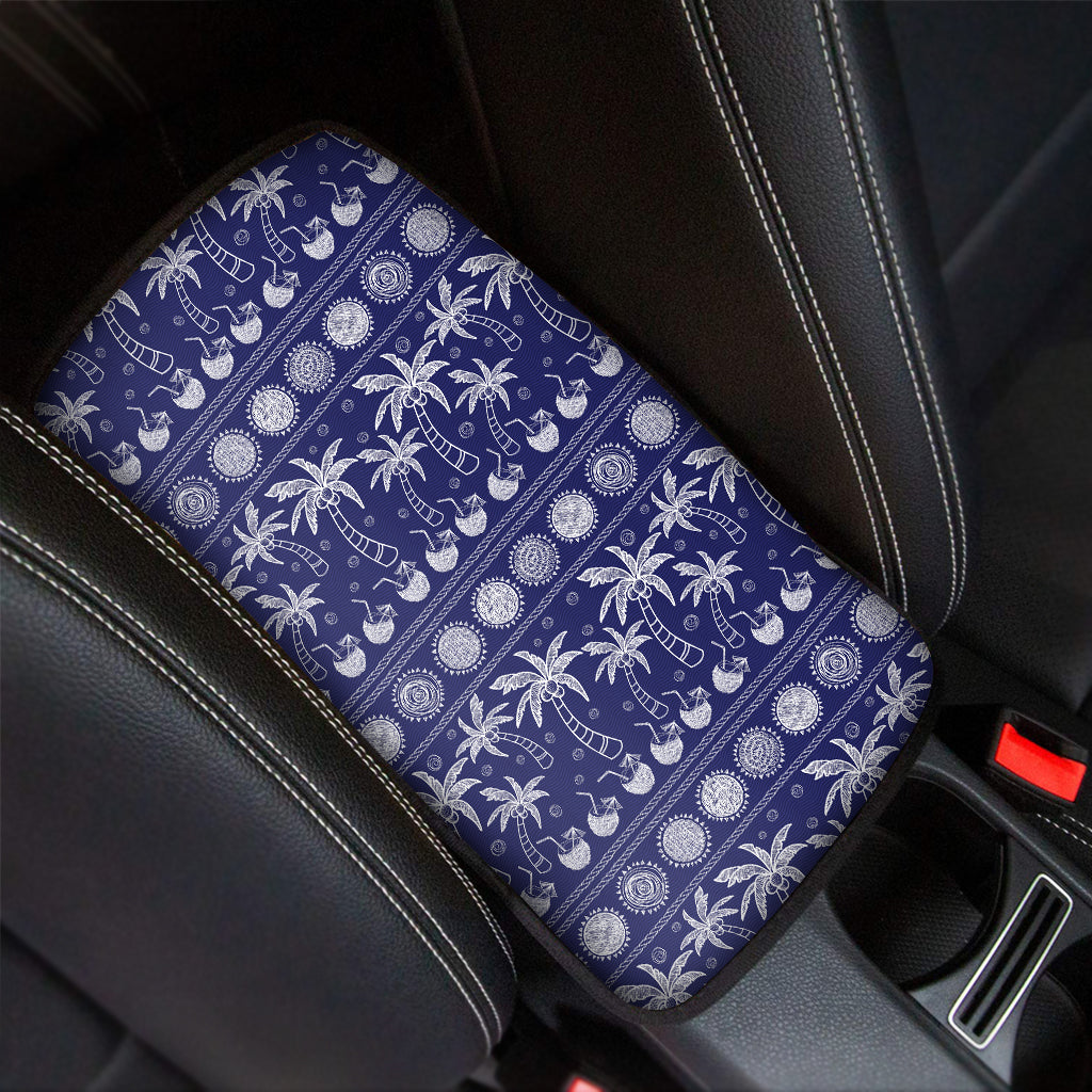 Blue Summer Coconut Pattern Print Car Center Console Cover