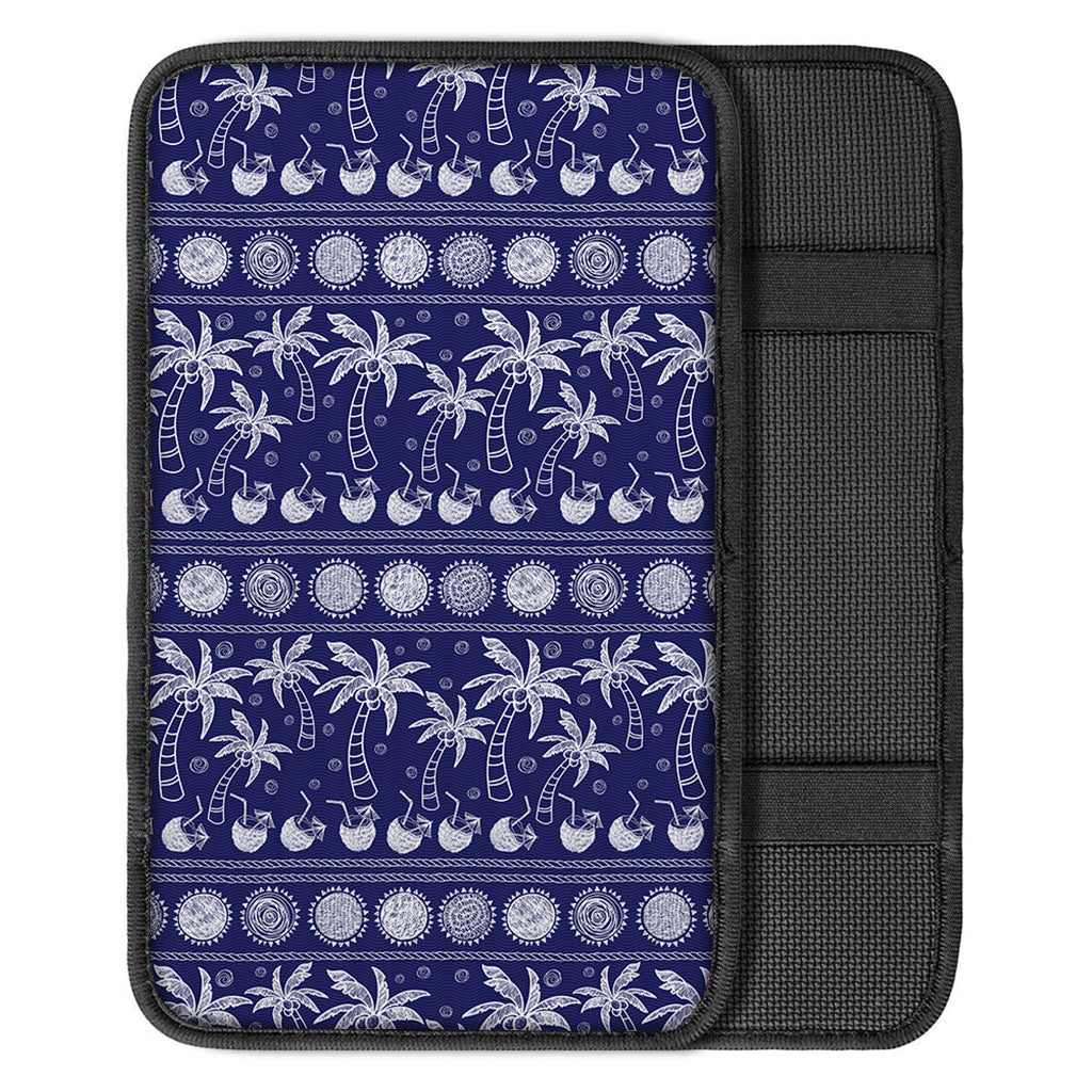Blue Summer Coconut Pattern Print Car Center Console Cover